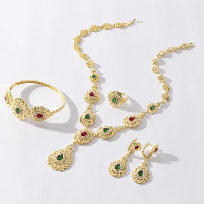 LUIZADA Maroc tendance couleur or ensemble de bijoux pour fête Design boucles d'oreilles et pendentif collier Bracelet