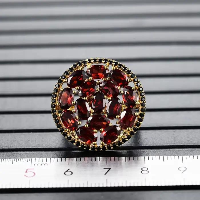 Bague en argent sterling 925 avec grenat jaune, pierre précieuse naturelle, design classique, bijoux fins pour femmes, à porter en soirée 2026