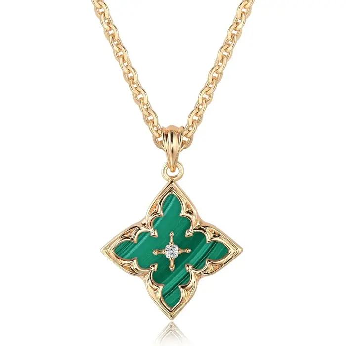 Collier trèfle pour femmes délicat plaqué or CZ pendentif collier chaîne réglable trèfle pendentif c