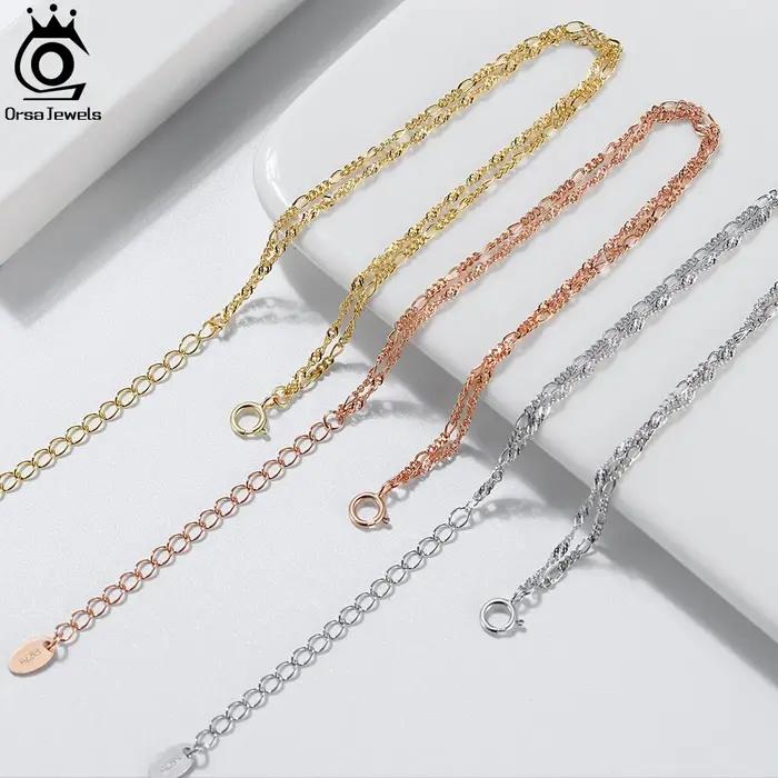 ORSA jewelry – Bracelet Double couche en argent 925 massif pour femme et fille