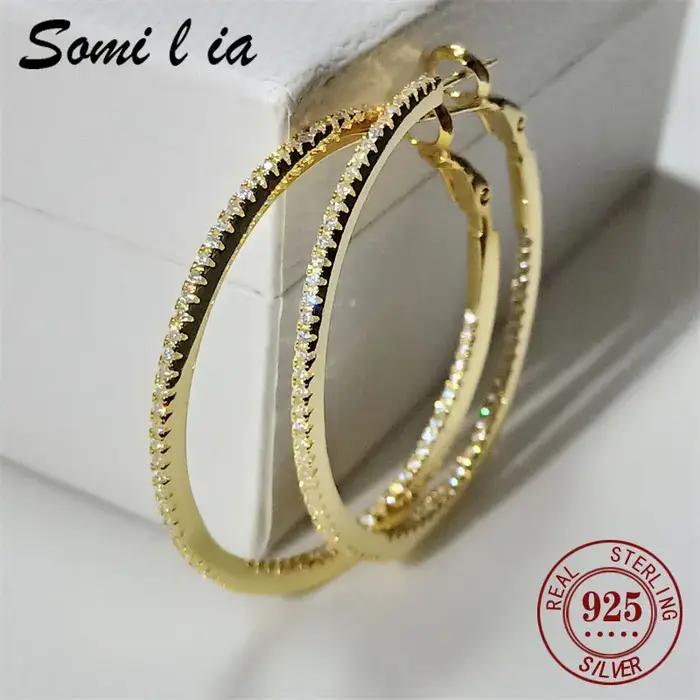 Boucles d'oreilles créoles en argent 925 plaquées or 18 carats pour femmes occasions spéciales cadeaux pour petites amies anniversaires partys