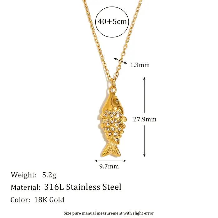 E.B.belle strass Koi poisson collier boucle d'oreille ensemble de bijoux en acier inoxydable mignon mode Animal charme étanche plaqué or 18 carats
