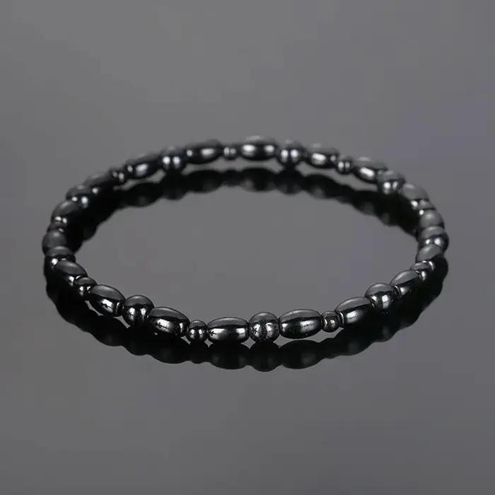Bracelet de cheville en pierre noire magnétique avec perles en hématite noire pour femmes, élégant et confortable pour toutes les occasions