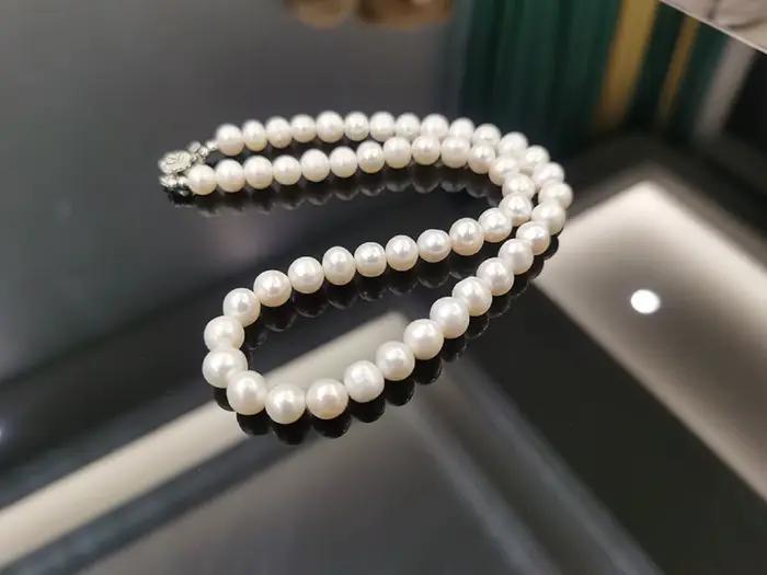 Collier de perles en gros, qualité AAAA, 8-9mm, perles blanches naturelles, argent 925S, 16-36 pouces