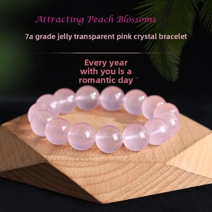 Bracelet à quartz rose gelée 7A – Attirer l'amour et la romance