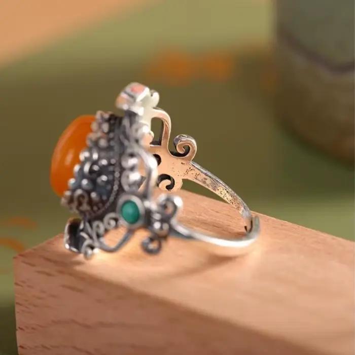 Bague artistique rétro pour femmes, bague en cire d'abeille incrustée d'argent thaïlandais, bague polyvalente de Style ethnique pour hommes, bijoux uniques KOFSAC