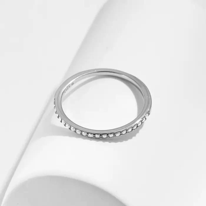 MODIAN Simple éternité Moissanite bague 925 en argent Sterling scintillant Simple mince anneaux de mariage pour les femmes bijoux fins