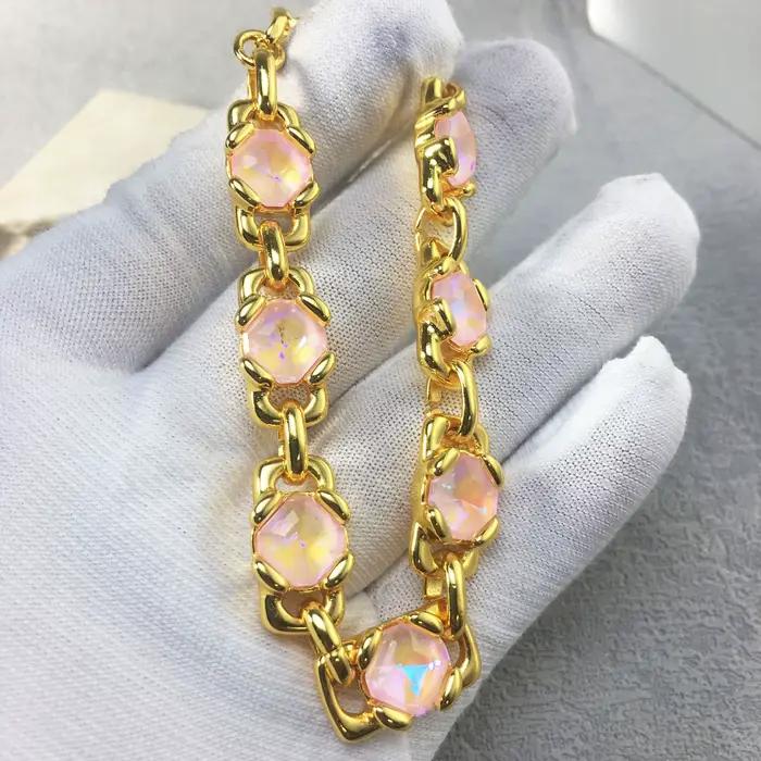 Bracelet en cristal quadrilatère coloré style palais scintillant accessoire pour femme soirée gala mariage anniversaire