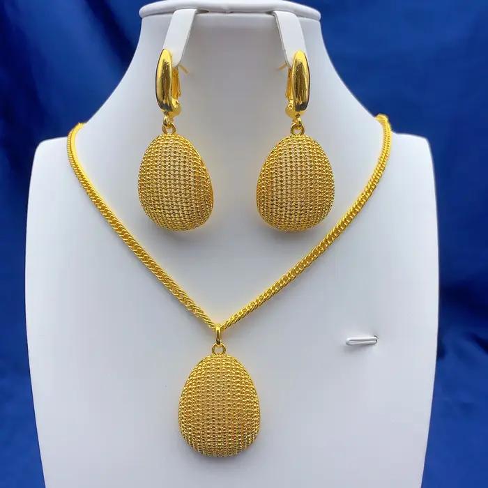 Nigeria indien 24K couleur or collier boucles d'oreilles ensemble de bijoux pour les femmes africain dubaï mariée fête de mariage bijoux en gros