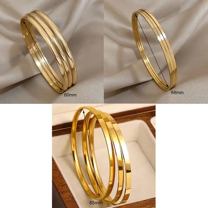Bracelet en acier inoxydable plaqué or brillant 18 carats pour femmes