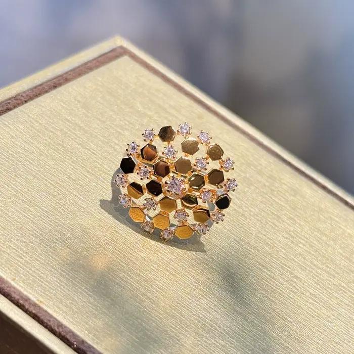 Bague flocon de neige en argent Sterling 925 pour femmes, nouveau Style, Style nid d'abeille pavé de