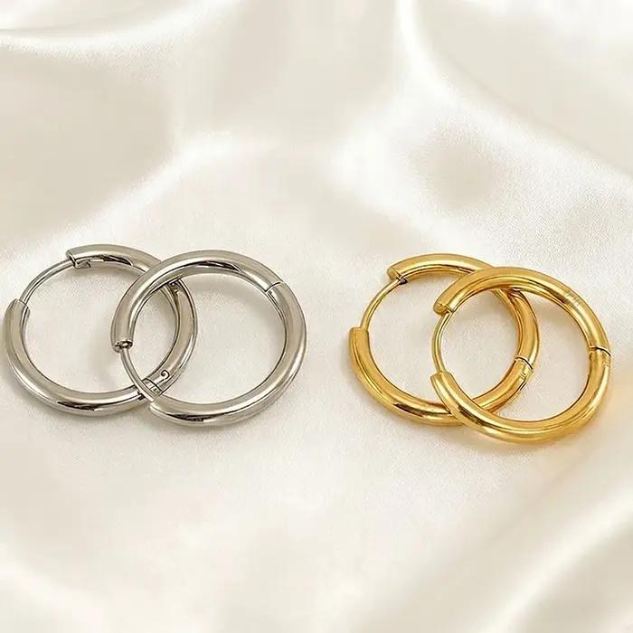 1 Paire de Boucles d'Oreilles Minimalistes Huggie Hoop 8/10/12mm en Acier Inoxydable 316L Hypoallergénique pour