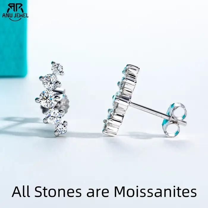 1.04cttw Moissanite boucles d'oreilles 925 en argent Sterling plaqué or laboratoire créé diamant sourire