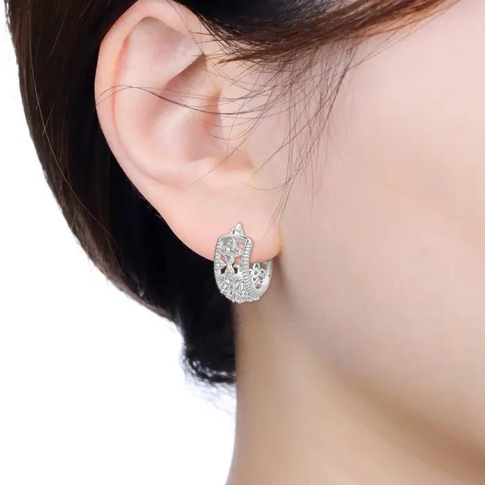 Boucles d'oreilles vintage en argent sterling Orstarry scintillantes avec zircon blanc ou noir pour femmes occasions spéciales bijoux cadeaux
