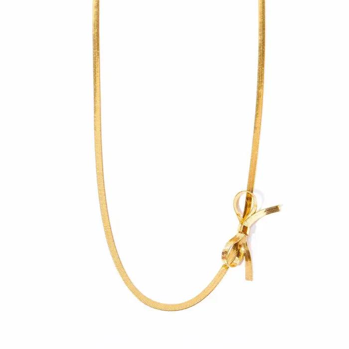 Collier ras du cou minimaliste avec nœud pour femmes, plaqué or 18 carats, en acier inoxydable, peti