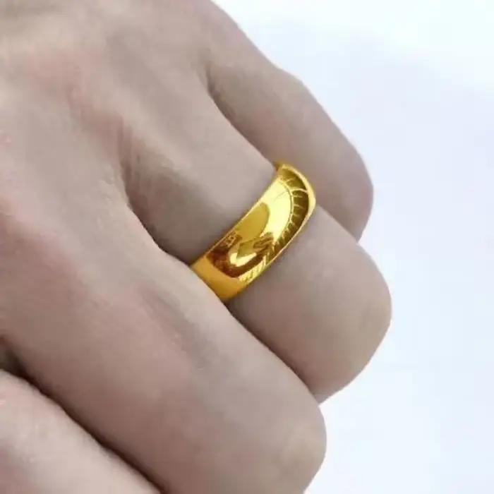 Bague de couple 24K en or jaune véritable plaqué 18K 999