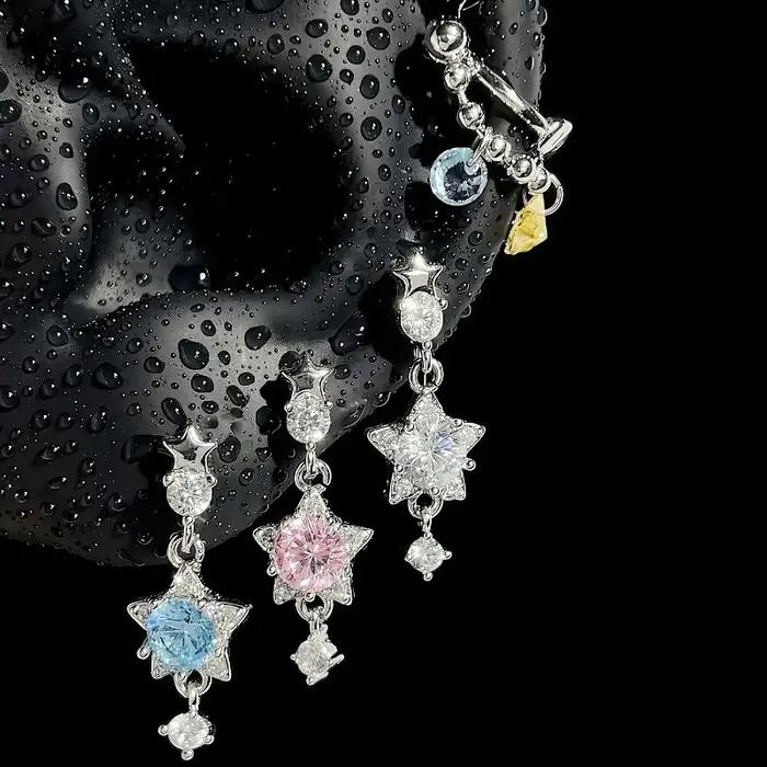 Boucles d'oreilles pendantes en acier chirurgical en forme d'étoile pour femmes