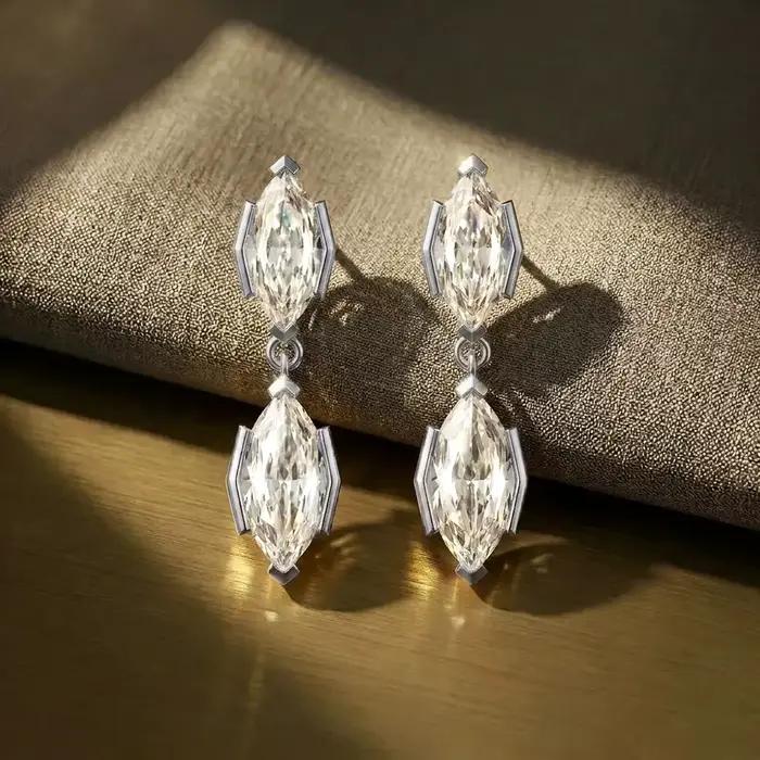 BXINY – ensemble de bijoux en moissanite pleine taille marquise