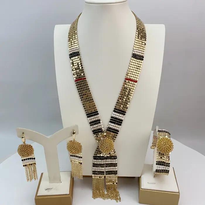Yuminglai Dubai ensemble de bijoux plaqués or pour femmes boucles d'oreilles Bracelet bagues cadeaux de fête de mariage