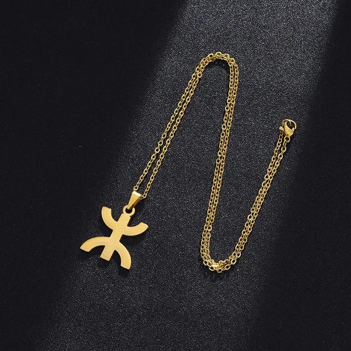 YILUOCD Vintage afrique berbères symbole colliers pour femmes Kabyle berbère bijoux Amazigh lettre ethnique puissant amulette