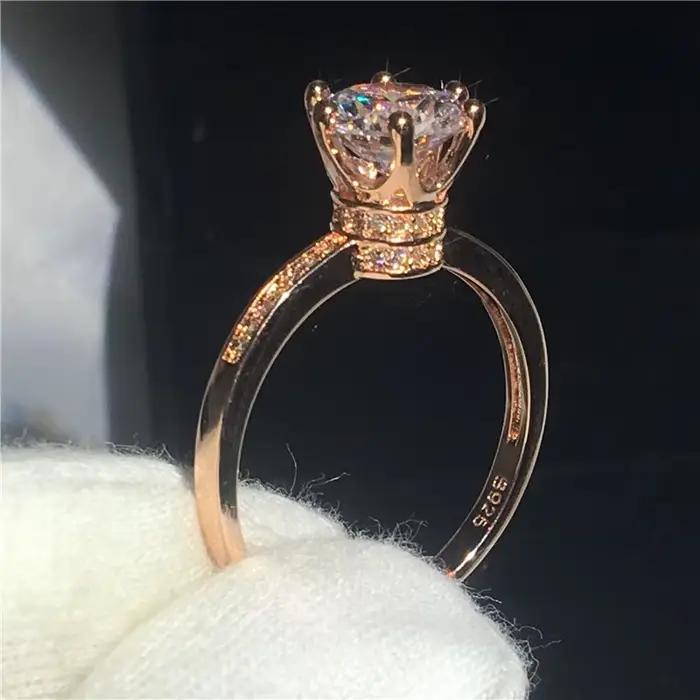 Bague en diamant de laboratoire en or rose 18 carats pour femme