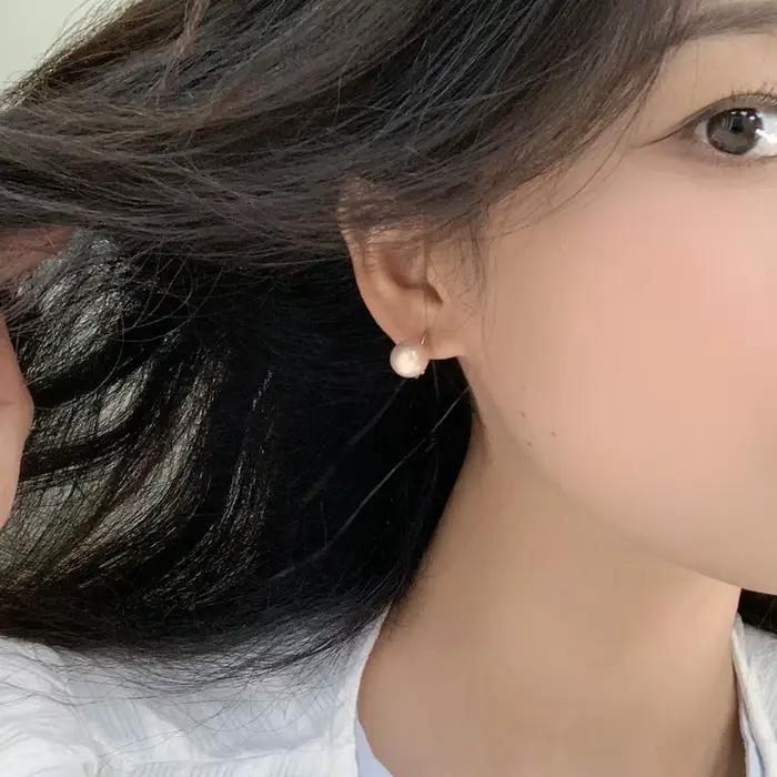 Boucles d'oreilles rondes simples en perles blanches pour femmes, boucles d'oreilles boule, Europe et Amérique, cadeau de bijoux, livraison directe