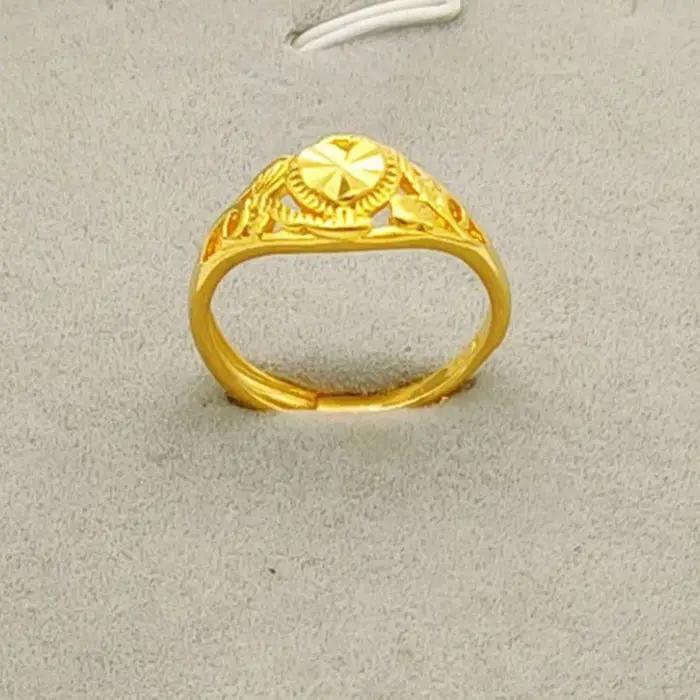 Bague réglable en or véritable plaqué pur 18 carats pour hommes et femmes, bouche ouverte sans tour,