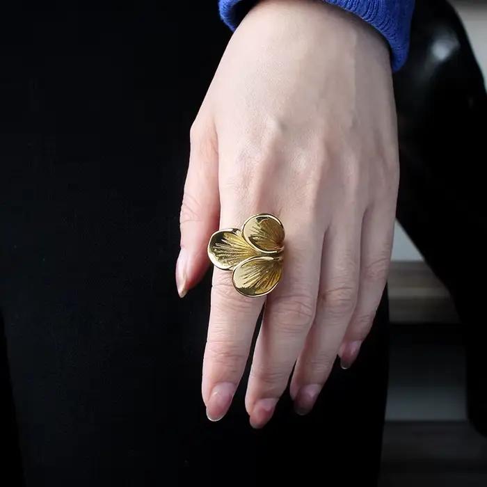 Bagues en acier inoxydable plaqué or 18 carats pour femmes