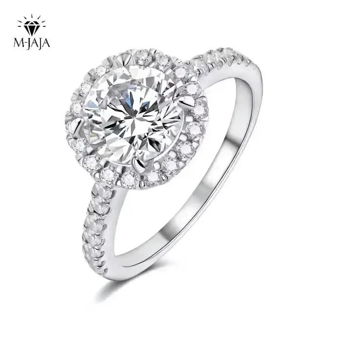 Bague de fiançailles Solitaire Halo Moissanite 1ct pour femmes