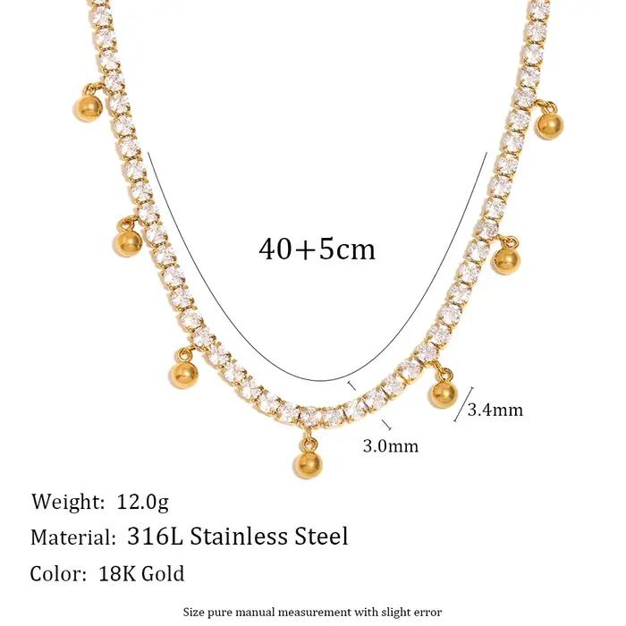 E.B.belle – ensemble de bijoux de luxe en acier inoxydable plaqué or 18 carats, perles rondes en Zircon transparent brillant, pendentif pompon, collier et Bracelet