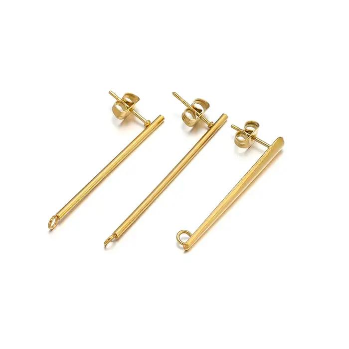 Clous de boucles d'oreilles en acier inoxydable or 18 carats