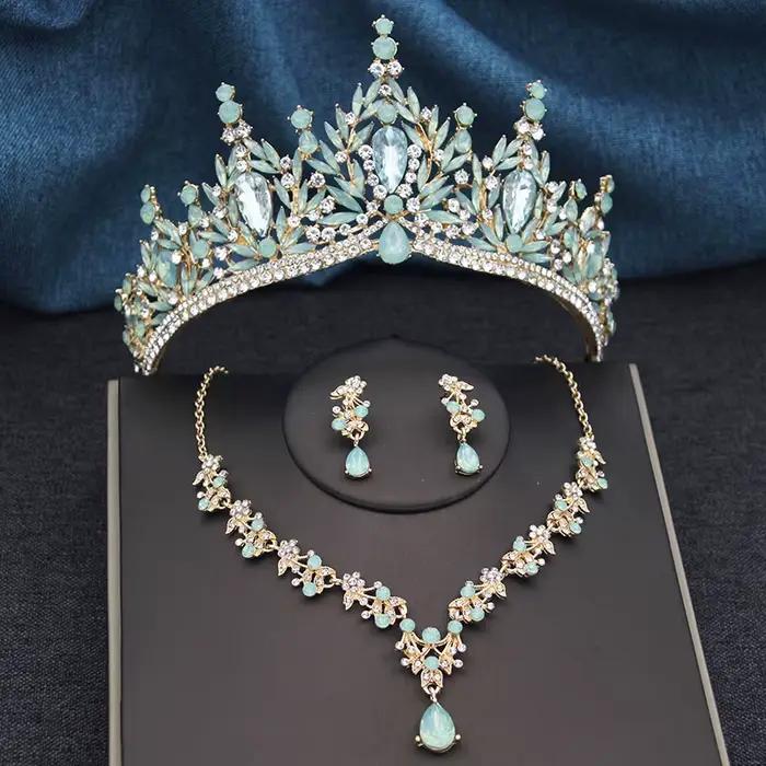 Diadèmes et couronnes avec collier et boucles d'oreilles pour femmes et filles