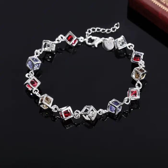 Bracelets en treillis de zircon en argent Sterling 925 pour femmes, marques de luxe, bijoux, cadeaux de fête de mariage et de noël