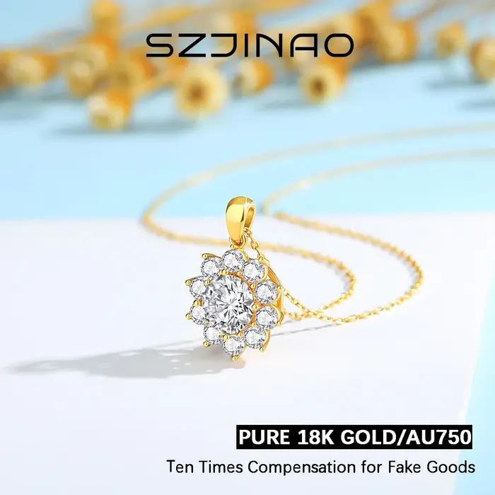Pendentif Moissanite en or 18 carats pour femme