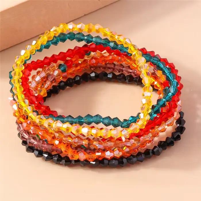 Bracelet bohème perlé coloré fait à la main pour femmes, joli bracelet de plage d'été, fleur arc-en-ciel, bijoux Boho pour filles, vente en gros
