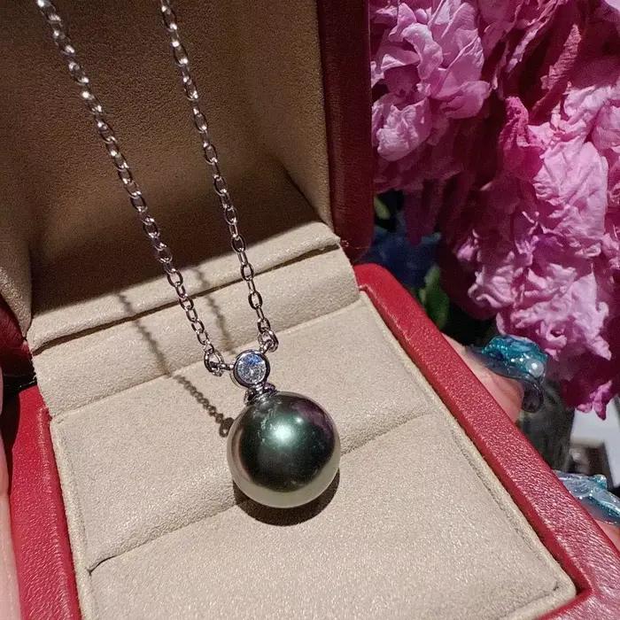 Ensemble de bijoux en perles de coquillage vert paon et pierres scintillantes, bague au design nid d'abeille avec diamants étincelants, ensemble de collier en perles de Tahiti Princess