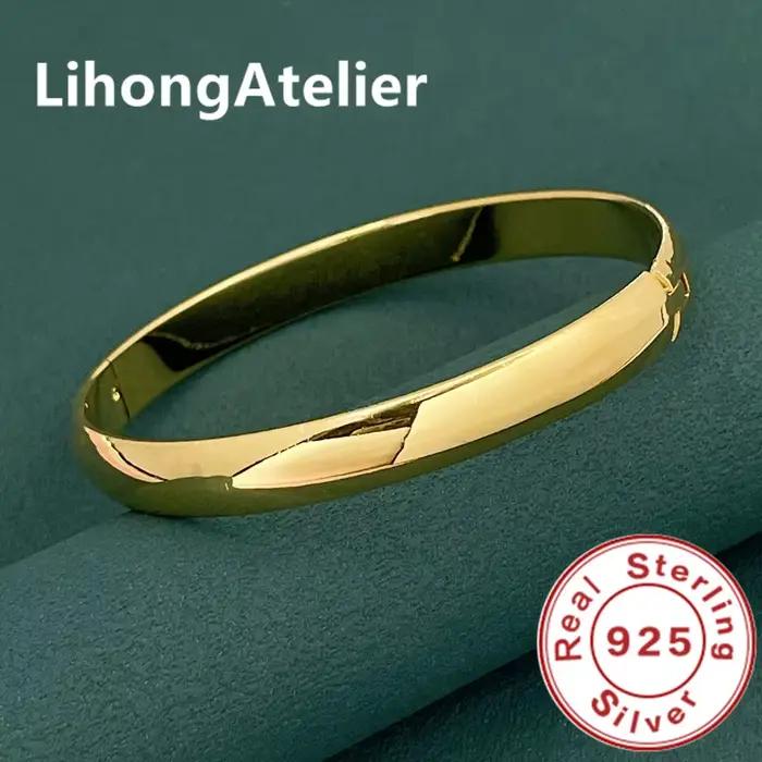 Bracelet en argent Sterling 925 pour femmes, Simple, lisse, à la mode, bijoux pour femmes, cadeau de fiançailles