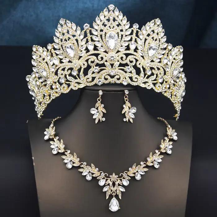 Parures de bijoux de mariée de luxe pour femmes : collier