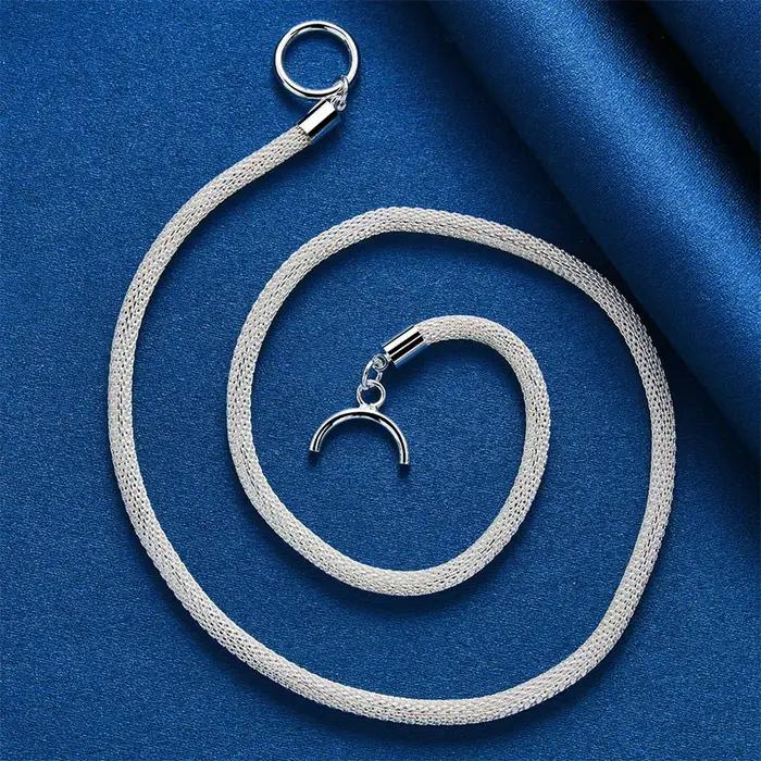 Collier en argent sterling 925 simple et élégant pour hommes et femmes occasions spéciales engagement mariage