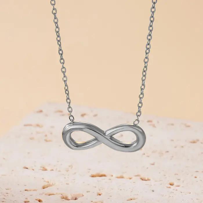 Collier en acier inoxydable avec pendentif symbole de l'infini pour femmes hommes et couples cadeau pour occasions spéciales comme la Saint-Valentin