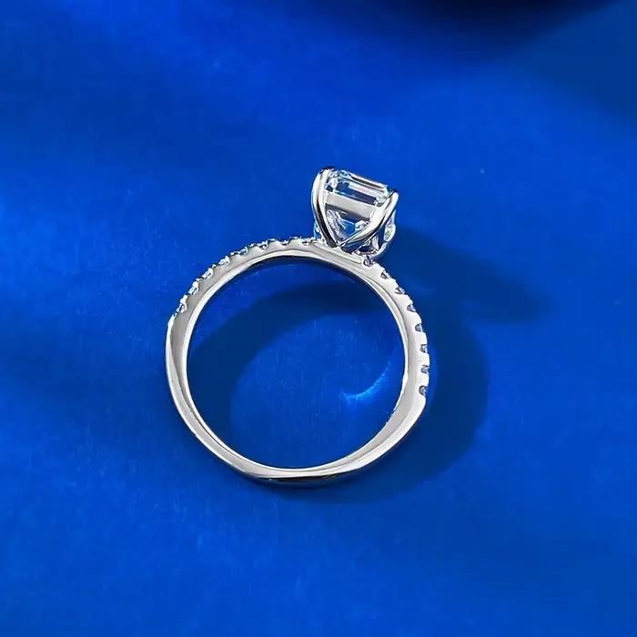 Bague de fiançailles en argent sterling 925 saphir taille émeraude diamants à haute teneur en carbone pour femmes occasions spéciales mariage anniversaire alliance de mariage