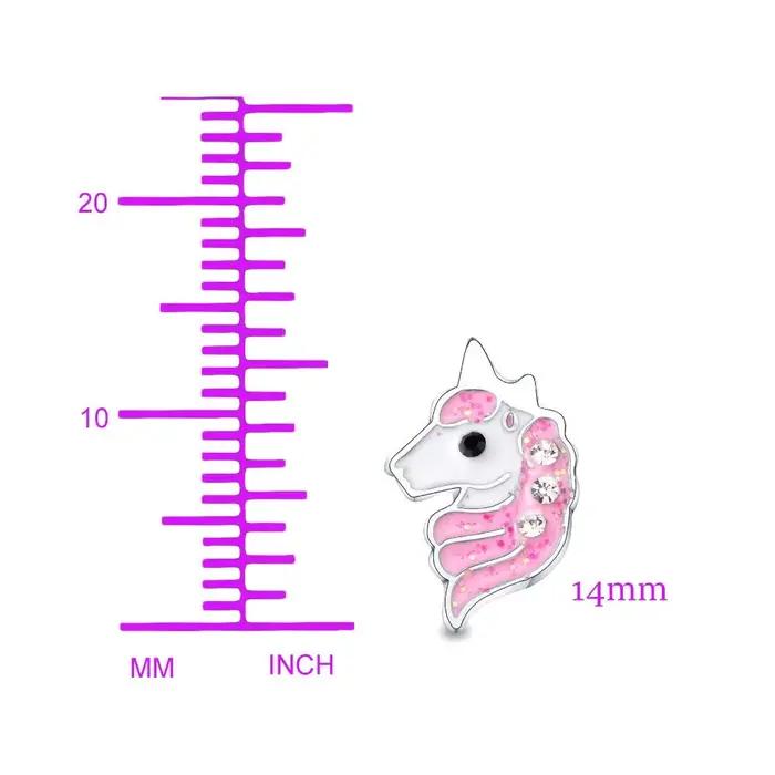 Boucles d'oreilles licorne hypoallergéniques en argent rose clair scintillant avec Zircon pour petites filles, bijoux pour enfants, fête d'anniversaire