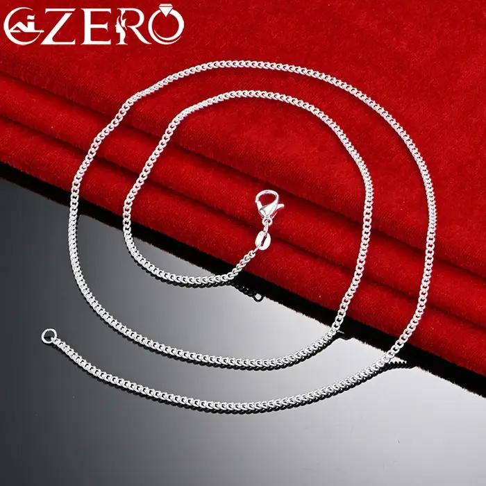 ALIZERO 40-70 cm 925 en argent Sterling 2mm chaîne latérale collier pour femmes hommes fête de maria
