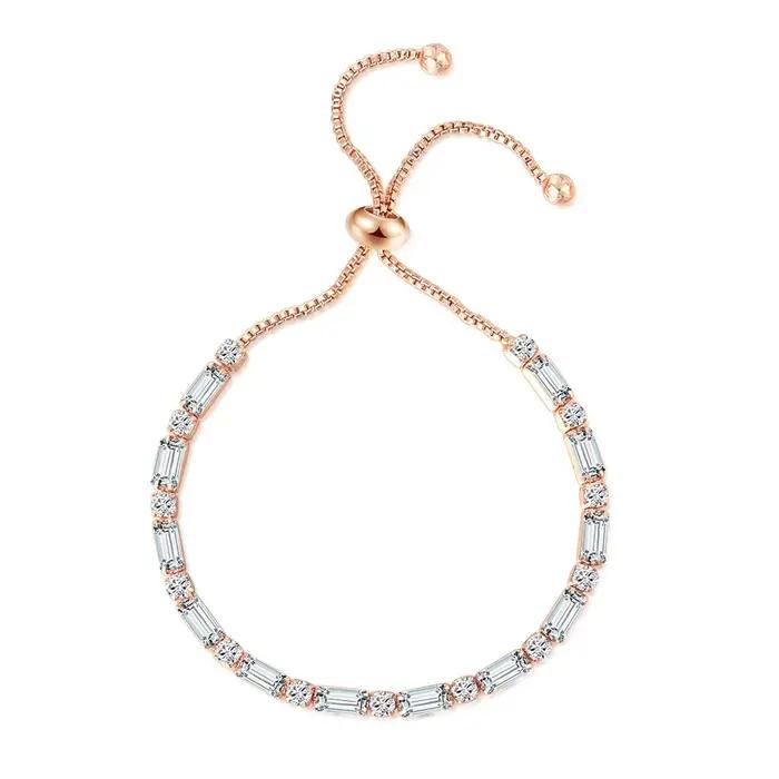 ChimSimple-Bracelet de Tennis en Or Rose pour Femme