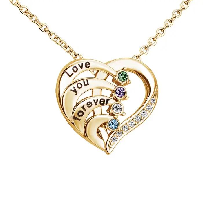 Collier de promesse personnalisé avec noms gravés et pierres de naissance, collier avec tracker de fitness pour homme et femme, cadeau d'anniversaire, bijou de style moderne pour occasions spéciales