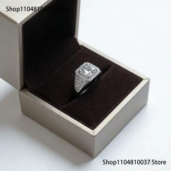 Bague pour homme en argent sterling 925 avec diamant simulé de 2 carats, alliance de fiançailles et de mariage, bijoux saphir pour garçons, taille 8-13 - Garçon