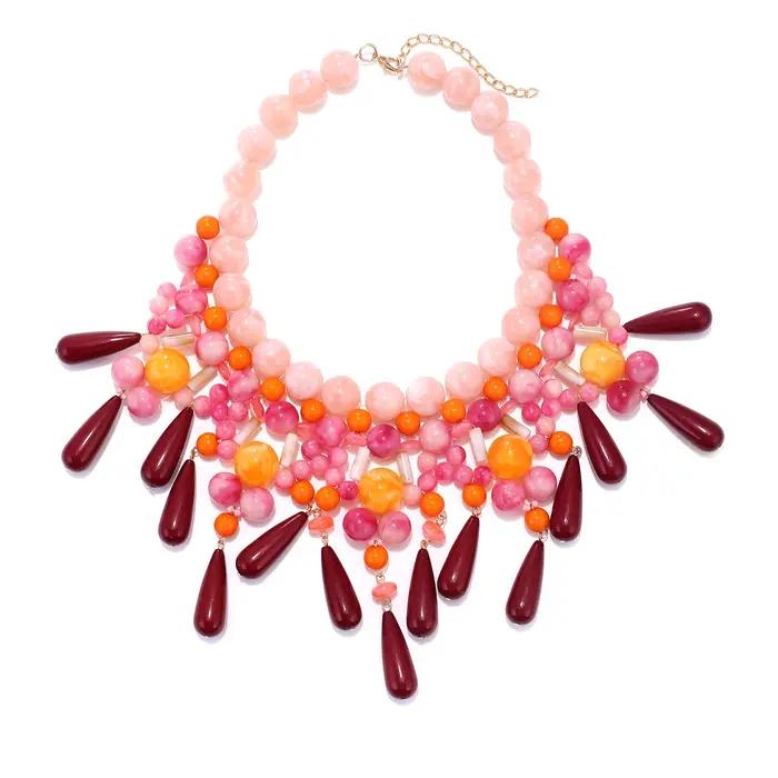 Collier ras du cou coloré en résine perlée pour femmes style bohème tracker de fitness et d'humeur occasions spéciales perles géométriques alliage de zinc