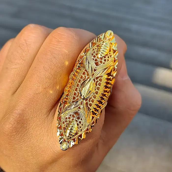 Bagues de luxe couleur or pour femmes et filles, bague de mariage réglable, bijoux, articles cadeaux
