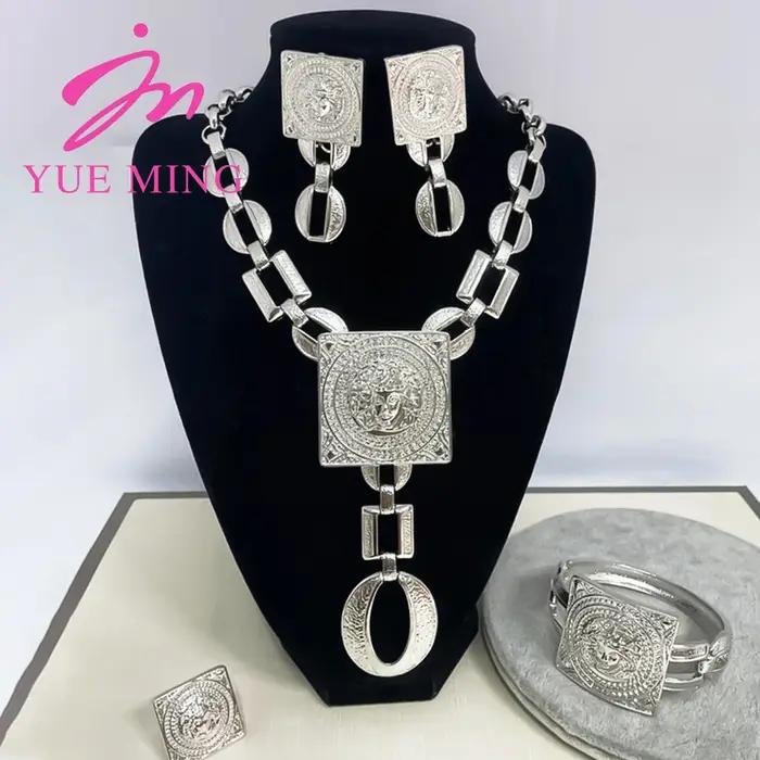 YM – ensemble de bijoux africains pour femmes couleur or 18K accessoires boucles d'oreilles collier