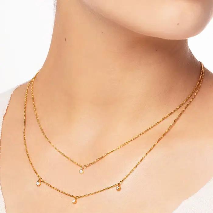 Collier Double JOBrand en argent regardé 925 pour femme